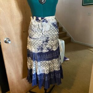 Bohemian Tie-Dye Skirt in Blue and White